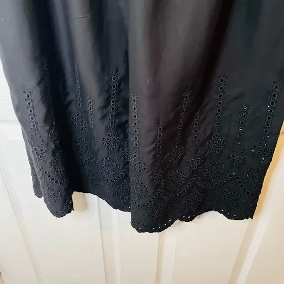 Anthropologie Black Eyelet Cropped Wide-Leg Pants - Picture 8 of 11